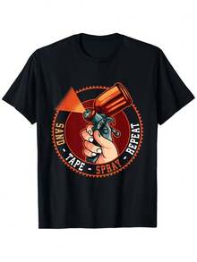 Unisex 100% Cotton T-Shirt Inspired By Classic Cars - Casual Crew Neck, Black, Sizes S-XXXL, Car Body Paint Print, 180g, Soft And Breathable, Machine Washable, Comfortable Short-Sleeved T-Shirt, Suitable For Casual Wear, All-Season Clothing. | Vintage Print T-Shirt | Breathable Fabric - 黑色 - 查看 8
