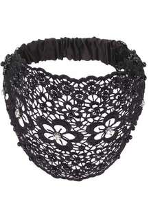 1pc Women's Fashion Crochet Headband With Faux Pearl And Hollow Design, Made Of Elegant Lace And Satin Elastic Fabric, Perfect For Special Occasions, Parties And Daily Wear - Multicolor - View 7