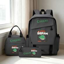 Miniso Bộ 3 món Minions Cthulhu Living The Dream màu xám gồm balo, túi đựng laptop, túi giữ nhiệt và hộp bút, thích hợp cho văn phòng, học tập và du lịch. - Xám - Xem 2