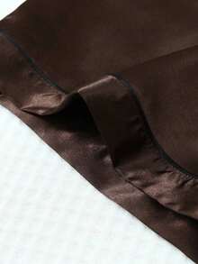 Conjunto de pijama de 2 piezas con camisa de manga corta con solapa y pantalones cortos con moño, ropa de dormir para mujer, conjunto de dos piezas - Café integral - Ver 7