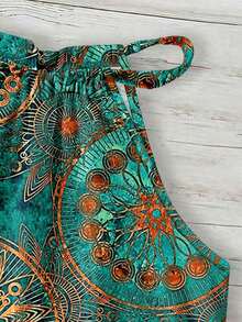 Top sin mangas con cuello de halter y estampado floral minimalista para mujer, adecuado para primavera/verano - Multicolor 5 - Ver 4
