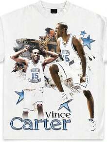 Camiseta con Diseño Personalizado Carter Carolina _ Camiseta de Baloncesto de Alta Calidad y Peso Pesado para Adultos y Niños - Blanco - Ver 6