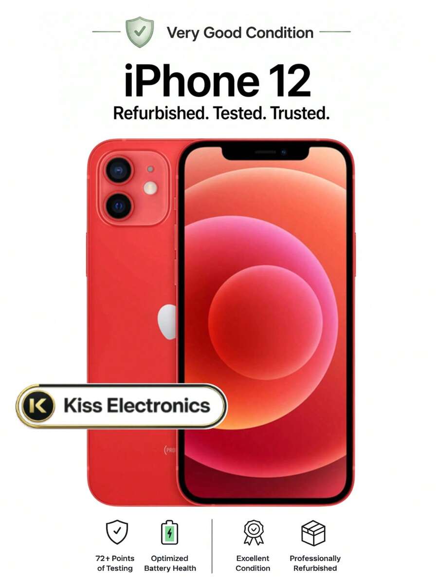 Apple IPhone 12 - Fully Unlocked Very Good - Grade B Condition Refurbished - Red - View 1