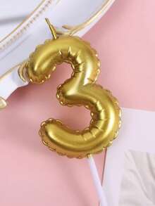 1pc Gold Floral Decorative Birthday Candle, Handpainted Birthday Number 0-9 Numeral Candles, Happy Birthday Cake Decor, Birthday Party Decoration, Princess Theme Celebration Candle - Golden Flowers - View 19