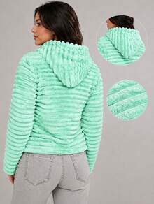 Teddy Coat / Fleece Jacket / Ribbed Fleece Jacket - verde menta - Ver 2
