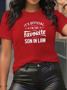 100% Cotton. The Text On The Garment Humorously Celebrates The Pride Of Being The Favorite Son-In-Law, Expressing Affection And Family Connection With Positive Energy And A Fun Touch. Ideal As A Gift To Show Affection And Highlight Personality. Women's 100% Cotton T-Shirts, Modern And Soft Comfort. Women's Simple Solid Color T-Shirt, Loose And Slim Fit Casual Short Sleeve - 黑色 - 查看 8