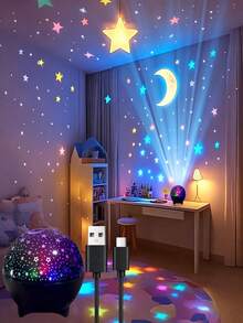 Galaxy Moon Projection Lamp, Galaxy Projection Light Magic Ball Desk Lamp - LED USB Powered Smart Color Changing Flashing Night Light For Office, Party, Stage, Suitable For Bedroom, Game Room - Multi-color light - View 2