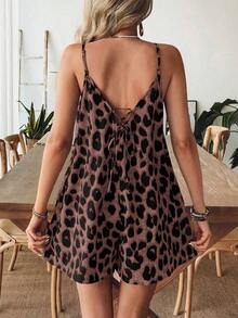 VCAY Mono Holgado con Estampado de Leopardo y Espalda Descubierta, Estilo Vacacional - Multicolor - Ver 10