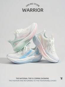 WARRIOR 1双女士系带运动鞋，时尚百搭舒适休闲户外跑步鞋 - 白綠粉紅色 - 查看 7