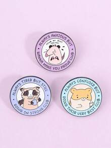 1 chiếc/bộ Ghim cài áo men hình gấu trúc, chuột hamster, thú có túi, câu lạc bộ tâm trạng động vật, trang sức hình động vật - Nhiều màu - Xem 5