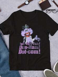 Unisex Oversized Y2K Style T-Shirt With Jeff Dunham Peanut Puppet Graphic Print Jef Jujub Ham Dot-Com - Comedy Slogan T-Shirt With Purple Print, Short Sleeve, Crew Neck, Casual Style For Men And Women, Comfortable For All Seasons, Loose Fit, Retro Style, Heat Transfer Print, Sizes: S - 7XL, Athletic Fit. - 黑色 - 查看 6