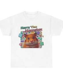 Harry The Hamster T-Shirt - Heavy Cotton Tee - Retro 90s Styleblusas para mujer playeras de mujer vestidos casuales para mujer y2k playeras deportivas para mujer verano camisetas ropa de mujer Fashion Perfect For Daily - Blanco - Ver 6