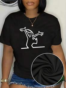 Women's Short Sleeve Sports T-Shirt With Round Neck And Fun Design - White - View 2