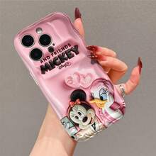 Officially Licensed Disney Mickey And Friends Phone Case, This Protective Phone Case Features A Lovely Plush‑Style Print Of Minnie Mouse And Daisy Duck In Pajama Outfits, Taking A Selfie With Heart‑Lip Print Above Them On A Soft Pink Background, Marked With "Disney Mickey And Friends" Lettering, Made With Flexible, Durable TPU Material To Resist Scratches, Bumps And Minor Impacts, With A Raised Camera Frame For Lens Protection, Slim Lightweight Build For Easy Portability, Compatible With IPhone 17, 16, 15, 14, 13, 12, 11 Pro Models, A Cute Gift Choice For Best Friends And Disney Fans. - trắng - Xem 3