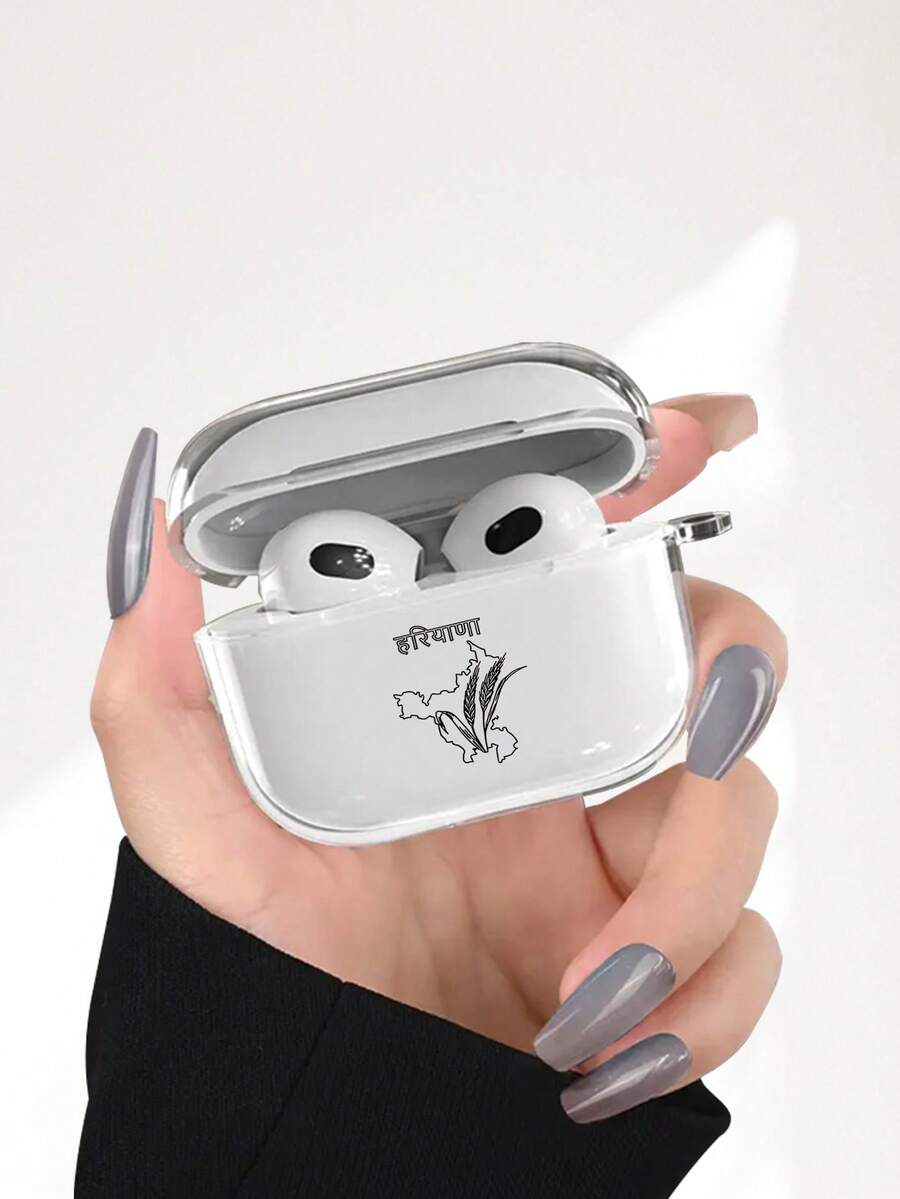 1pc Map Pattern Transparent Earphone Case, Fashionable And Versatile, Compatible With Airpods2/3/4/Pro/Pro2/Pro3, Suitable As Birthday Or Holiday Gift For Family And Friends - Clear - View 1