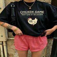 Cute Daily Casual Graphic T-Shirt 100% Cotton Oversized Soft Breathable Casual Crewneck Short Sleeve Top Aesthetic Daily Fashion Lovers Casual Wearers  Basic Vintage Minimalist Street Style Gift Givers - 黑色 - 查看 1