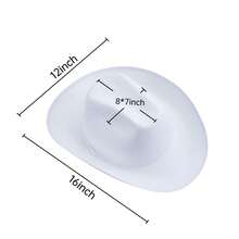 Adjustable Chin Strap Cowboy Hats Cowgirl Hat With Scarf For Women Girls Cowboy Costume Theme Party - 粉紅色毛邊 - 查看 3