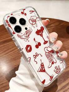 Does Not Include Lanyard Or Stand. 1 Soft Phone Case With Western Cowgirl Cocktail Lips With Cherries And Bow Boot Design, Mirror, Full Coverage, Non-Slip, Compatible - Multicolor 4 - View 4