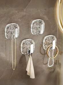 Acrylic Adhesive Hooks For Bathroom & Kitchen (Including Towel Hooks, Wall-Mounted Hooks), Home Bathroom Decor, Bathroom Storage, Autumn Decor, Back To School Supplies - No Drilling Required - View 6