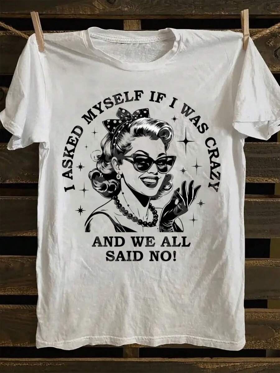 Camisetas Unisex de Estilo Retro Punk Rock Oscuro con Frases Divertidas y Divertidos Retratos y Patrones de Animales, Hechas de 100% Tela Suave - Blanco - Ver 1