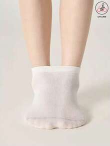 5 pares de calcetines de unicolor mixto hasta el tobillo, calcetines casuales suaves, calcetines cortos básicos y cómodos para mujeres, calcetines básicos simples para estudiantes - Multicolor - Ver 4