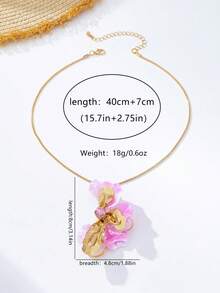 1 chiếc vòng cổ cánh hoa màu hồng tối giản thời trang, thích hợp để đeo hàng ngày và đi nghỉ mát. - Hồng - Xem 6