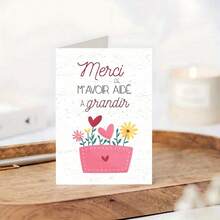 1/3 Sets Cute French "Thank You For Helping Me Grow" Thank You Card With Envelope, 4.72" X 7.09" - Heartfelt Appreciation For Teachers, Coaches, And Professors - Unique Greeting Card With Floral Design, Red And Pink Envelope, Perfect For Students - A - View 4