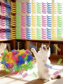 Happy Cat Spring Teasing Stick Plastic Colorful Spring Teasing Stick Cat Toy/Cat Spiral Spring, Creative Toy, Can Kill Time, Used For Beating, Biting, Hunting, Happy Cat Toy, Valentine's Day, Pet Cat/Dog Gift - View 2