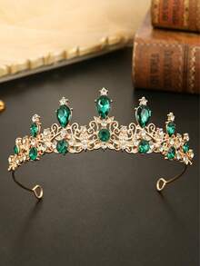 Diadema de corona de cristal de lujo, accesorio para el cabello con estilo de princesa elegante con rhinestones, adecuado para fiestas de cumpleaños, actuaciones en el escenario - Multicolor - Ver 14