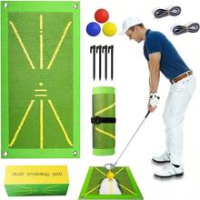 Golf Hitting Mat Set, Golf Training Mat With 3 Balls For Swing Path Feedback Detection Batting, Junior Golf Practice Mat Golf Training Accessories Golf Gifts For Beginner Men Women Home Indoor Outdoor - Default - View 1