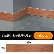 20pcs Self-Adhesive Wood Grain Baseboard PE Foam Faux Vintage Mediterranean Living Room Bedroom Skirting Board, Home Decor Wall Trim, Door Frame Decoration - Skirting Board - View 16