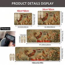 1pc Rooster Pattern Printed Linen Kitchen Rug, Doormat, Bath Mat, Hallway Mat, 3D Printed Rectangle Carpet For Living Room, Bedroom, Corridor, Bathroom, Laundry Room - Polyester Rug For Indoor And Outdoor Home Decor - Multicolor - View 11