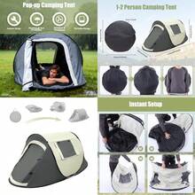 Gugxiom Tienda de campaña emergente Tienda emergente Impermeable Tiendas de campaña para Exteriores diseño de Doble Puerta para Acampar Hacer Senderismo y Viajar - como en la imagen - Ver 1