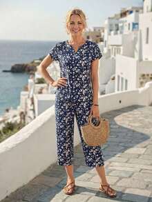 Faunlyn con estampado floral Blusa & Pantalones de pierna ancha - Albaricoque - Ver 11