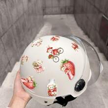 50张透明草莓动物PET贴纸，红色水彩猫兔图案，可用于水瓶、笔记本电脑、手机壳、背包、行李箱、日记本、计划本和房间装饰，返校季必备 - A - View 5