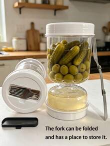 1pc Pickle Jar, Fermentation Container With Strainer And Flip Lid - Leak-Proof Seal For Pickling Cucumbers, Olives, Onions, Carrots - Reusable Kitchen Storage And Meal Prep, Food Container, Stylish Kitchenware - View 8