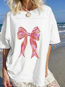 Camiseta de verano de moda premium para mujer, camisa para vacaciones en la playa, camisa de algodón puro para chicas, ecológica. - Blanco - Ver 6