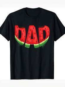 Men's And Unisex 100% Cotton Watermelon Slice T-Shirt - Soft And Breathable, Short-Sleeved For Summer, With A Watermelon Patch Design, Lightweight And Casual Style, Suitable For Outdoor Activities, Picnics, And Barbecues - Matching Family Set, Machine Washable. Elegant Party Outfit, Stylish Ladies' T-Shirt, Blouses Suitable For Curvy Women, Prom Skirts, Casual Wear. Adorable Animal Print, Fun Letter Print, Versatile With Streetwear. - 黑色 - 查看 7