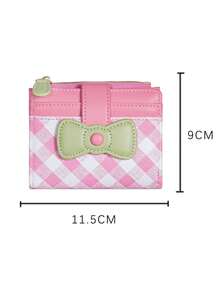 Carteira Porta-Moedas Estilo Coreano e Japonês com Laço, Porta-Cartões Bifold para Estudantes Mulheres - Multicolorido - Visão 7