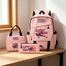 Miniso Marvel Spider-Man Crime-Fighter 3 PiecesPink Backpack Set Laptop Bag With Insulated Bag & Pencil Case Suitable For Office, Study And Travel - Pink - View 4
