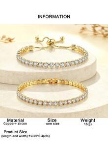 2pcs Women's Glamorous Design Cubic Zirconia Inlaid Shiny Bracelet Jewelry Set, Suitable For Parties, Dates And Holiday Gifts - 2 - View 9