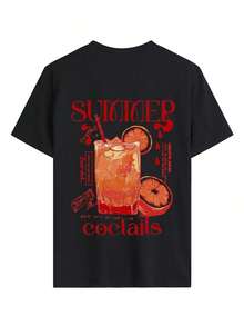 Camiseta de mujer estampada de manga corta para verano, tela de poliéster, estilo multifuncional, corte regular, peso 180 gramos, 1 unidad. - Negro - Ver 2