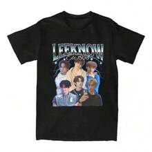 Know Men's T-Shirt, Korean K-Pop Singer, Casual Short Sleeve Summer T-Shirt, 1 Piece, Matching Family Sets, Suitable For Casual Outdoor Summer Wear, 2026 World Cup, Women's Clothing. - 黑色 - 查看 1