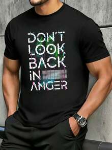 Camiseta negra de estilo urbano para ho m bre, de algodón de priM E Ra calidad, I Nformal, cómoda, duradera, con diseño gráfico. - Negro - Ver 2