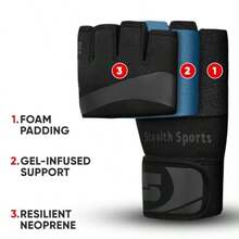 Stealth Sports - uantes interiores de boxeo de neopreno soporte de uñeca acolado protección de anos bolsa de boxeo para boxeo y artes arciales entrenaiento de bolsa de velocidad uay thai - Mate negro - Ver 3
