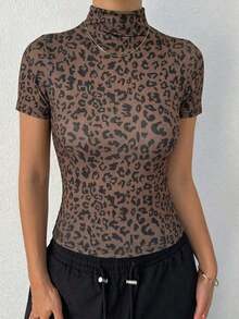 Camiseta sin mangas de verano para mujer, de cuello alto, ajustada y casual - Café integral - Ver 2
