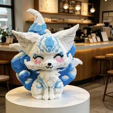 30,000pcs Large Nine-Tailed Fox Micro Building Blocks, Couple Pink & Blue Cute Decor, High Difficulty Assembly Toy Gift, Adorable Nine-Tailed Fox Linked Bricks, 3D Stereo Model, Adult Stress Relief Desktop Decoration - Multicolor - View 17