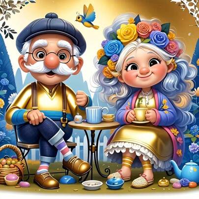 1pc [30*30cm/11.8*11.8in][40*40cm/15.7*15.7in]5D Acrylic Diamond Painting Kit, Cartoon Old Man Pattern, Suitable For Adult Beginners DIY Mosaic Diamond Art, Full Diamond Handmade DIY Diamond Painting, Applicable For Living Room, Bedroom, Office Wall Decor Painting, A Surprise Art Home Decor Gift For Family And Friends