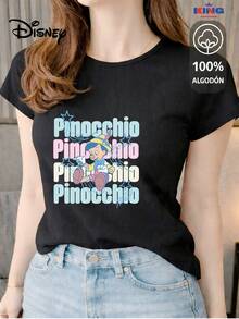 This High-Quality 100% Cotton T-Shirt Guarantees Exceptional Softness To The Touch, A Round Neck With A "Disney  Retro Star" Print, And Short Sleeves. - 黑色 - 查看 1