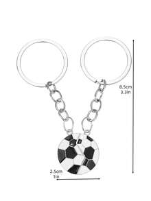ROMWE New Arrival Hot Selling DIY Handmade Magnetic Soccer Ball Keychain, 1pc World Cup Commemorative Small Gift, Sports Style Car Key/Backpack/Bag Decor Pendant, Holiday Creative Gift, Suitable For Daily Use, Gift For Friends - Black and White - View 6